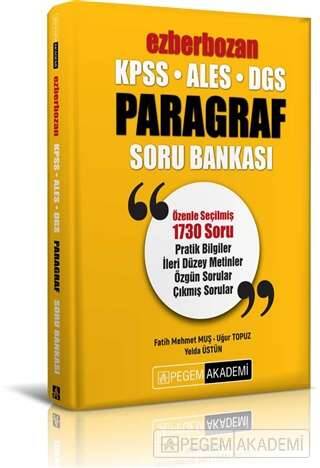 Pegem KPSS ALES DGS Ezberbozan Paragraf Soru Bankası