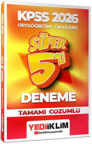 Yediiklim KPSS GY GK Ortaöğretim Önlisans Tamamı Çözümlü Süper 5 Denem