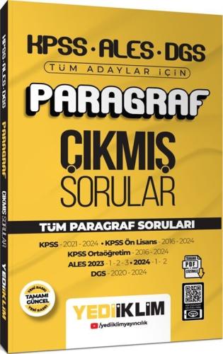 Yediiklim KPSS ALES DGS Tüm Adaylar İçin Paragraf Tamamı PDF Çözümlü Ç